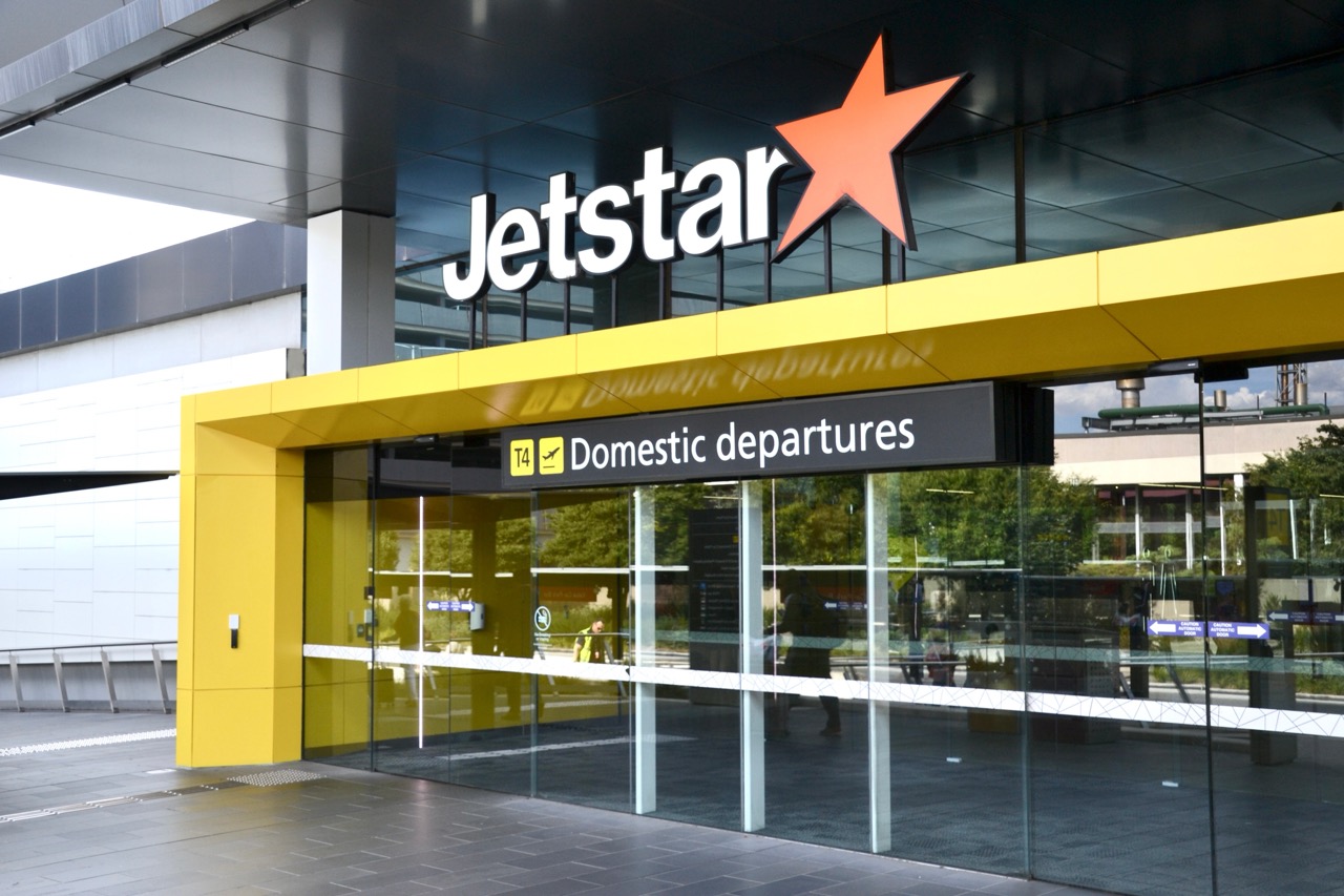 Jetstar Terminal 4 domestic departures entrance at Melbourne Airport