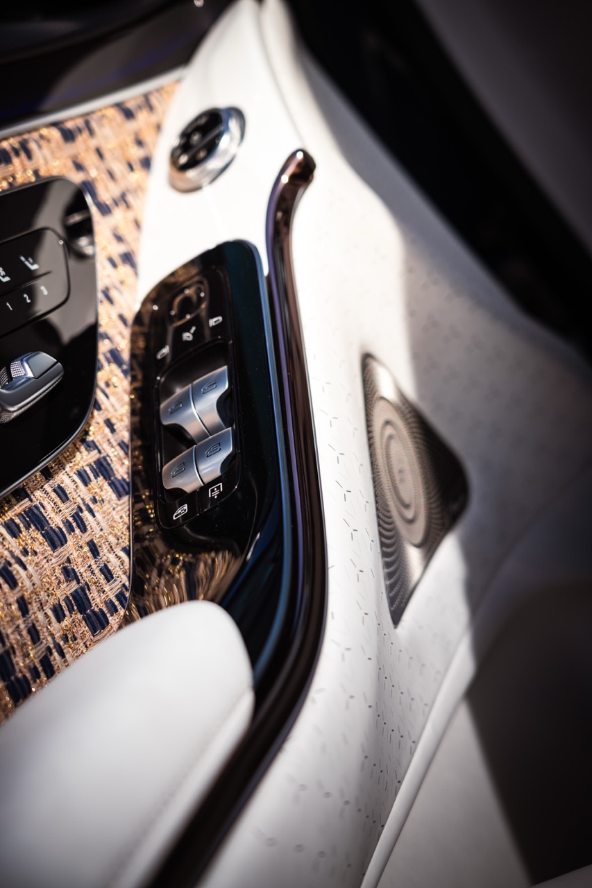Luxury vehicle interior door panel with ambient LED lighting