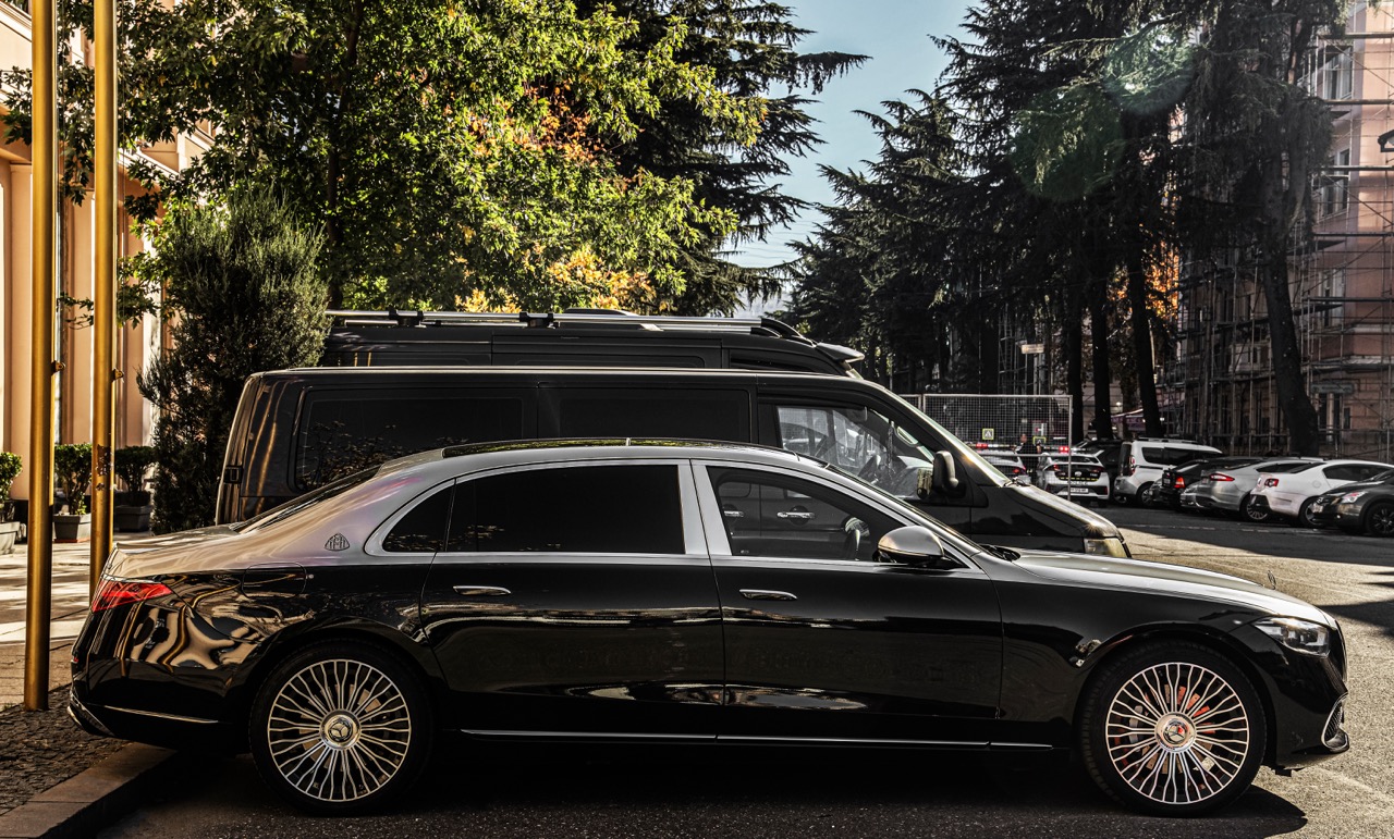 White Mercedes-Maybach hood ornament — luxury special events Melbourne
